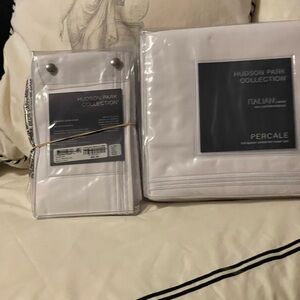 Hudson park collection italian cotton percale queen duvet set
